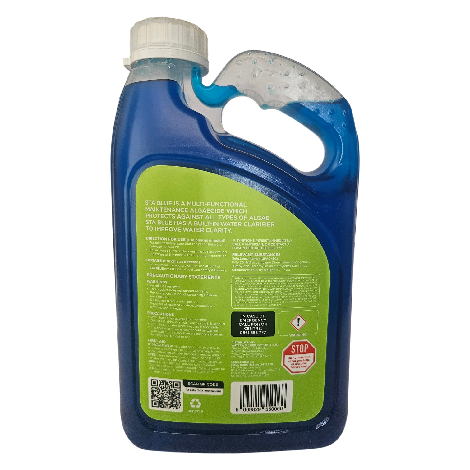 POOL ALGAECIDE/CLARIFIER WATERWELL STA BLUE 2LT - Image 2