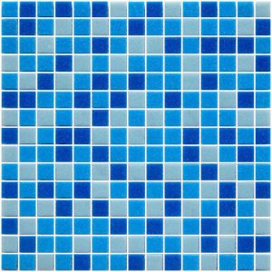 POOL MOSAIC TILES RECONSTITUTED GLASS TILE BLUE MIX